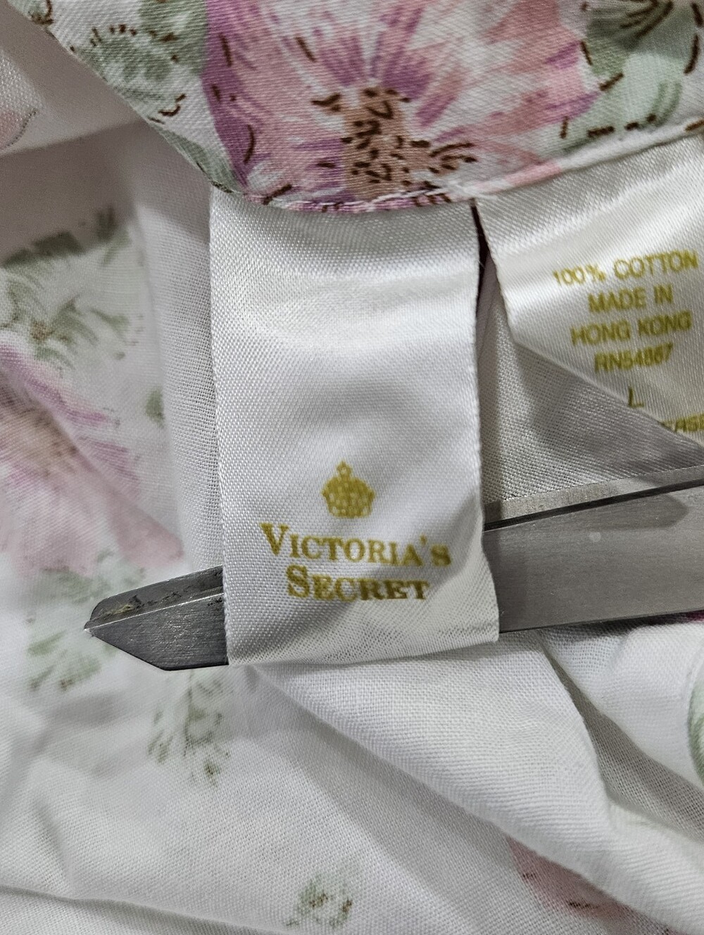 VTG Victoria's Secret Pink Floral Green Long Cotton Pajamas Set Sz L 80s NWOT - Picture 12 of 13